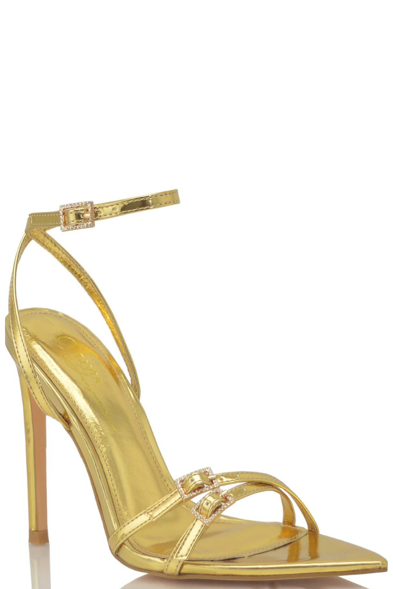 Rubi Mary Jane Strap Heels  - Gold