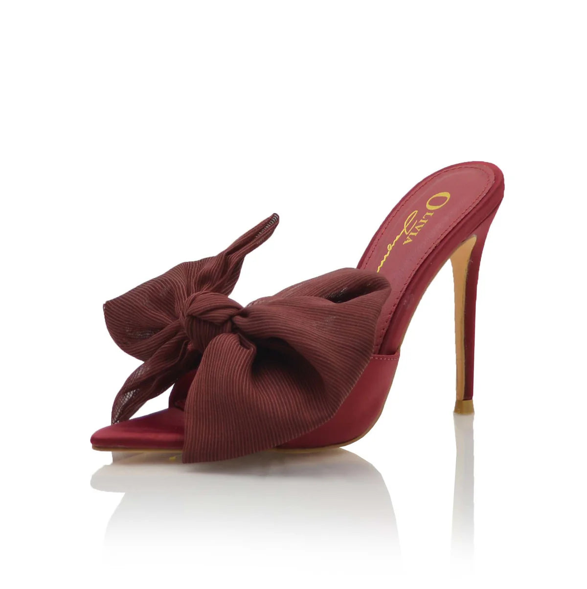 Elegant Bow Mule Heels (Wine)