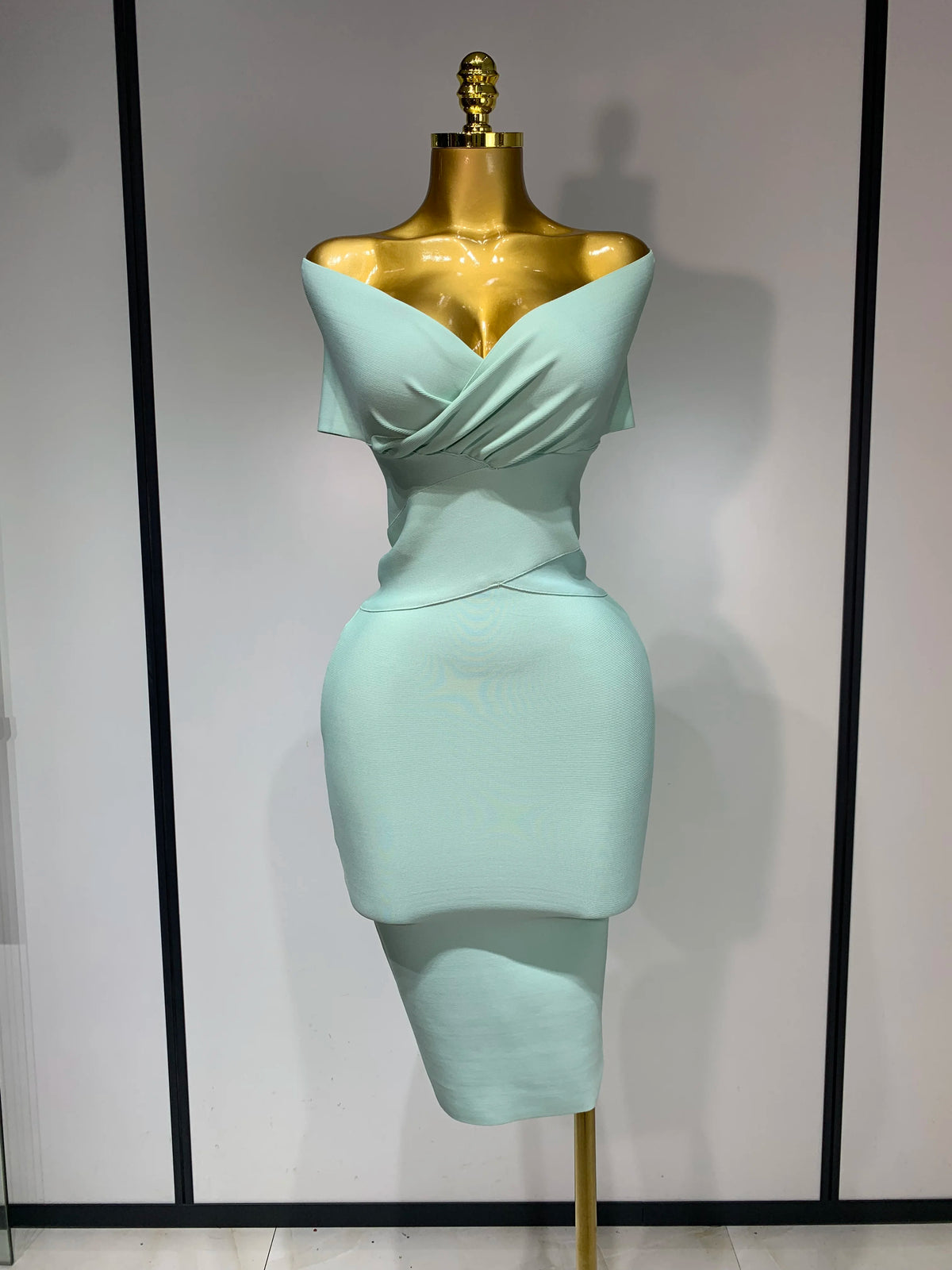Sculpted Elegance Off-Shoulder Bandage Dress